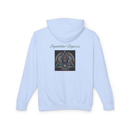 Vibrant Artistic Hoodie, Symbolic Figures Design, Lightweight Sweatshirt for Casual Wear, Unique Gift for Art Lovers, Cozy Unisex Clothing