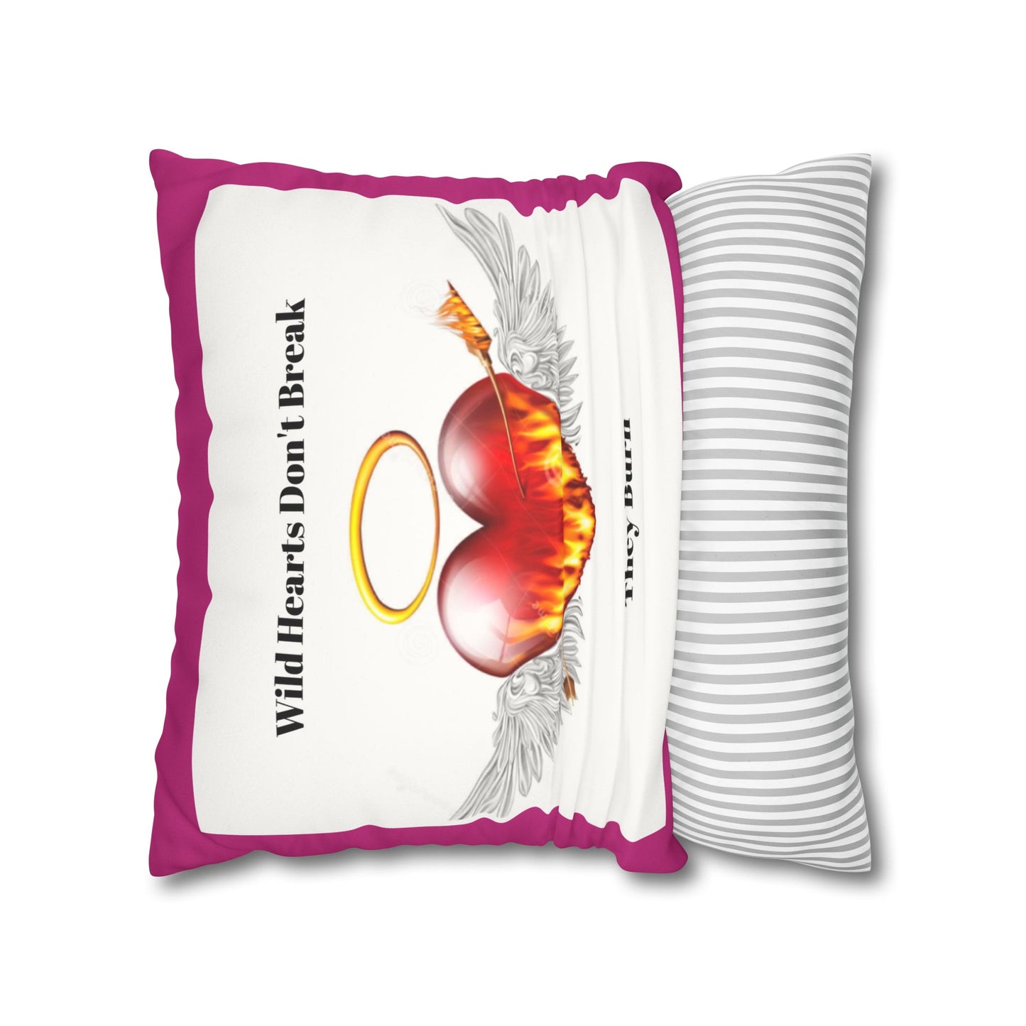 Wild Hearts Don't Break Faux Suede Pillowcase – Boho Decor for Heartfelt Spaces