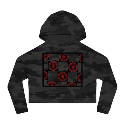 Chic Women's Cropped Hoodie with Abstract Red Design, Stylish Streetwear, Trendy Layering Piece, Perfect Gift for Her, Cozy Casual Wear