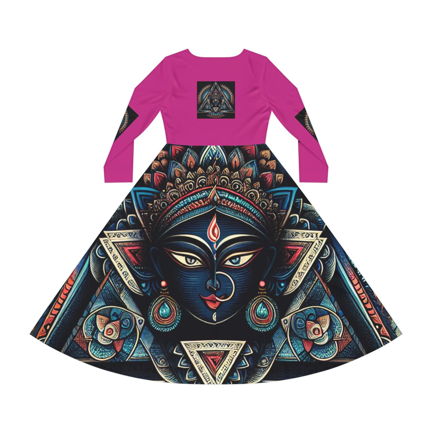 Bohemian Long Sleeve Dance Dress | Vibrant Goddess Dress, Festival Outfit, Art-Inspired Fashion, Perfect for Parties, Occasions