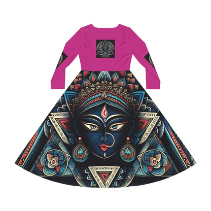 Bohemian Long Sleeve Dance Dress | Vibrant Goddess Dress, Festival Outfit, Art-Inspired Fashion, Perfect for Parties, Occasions
