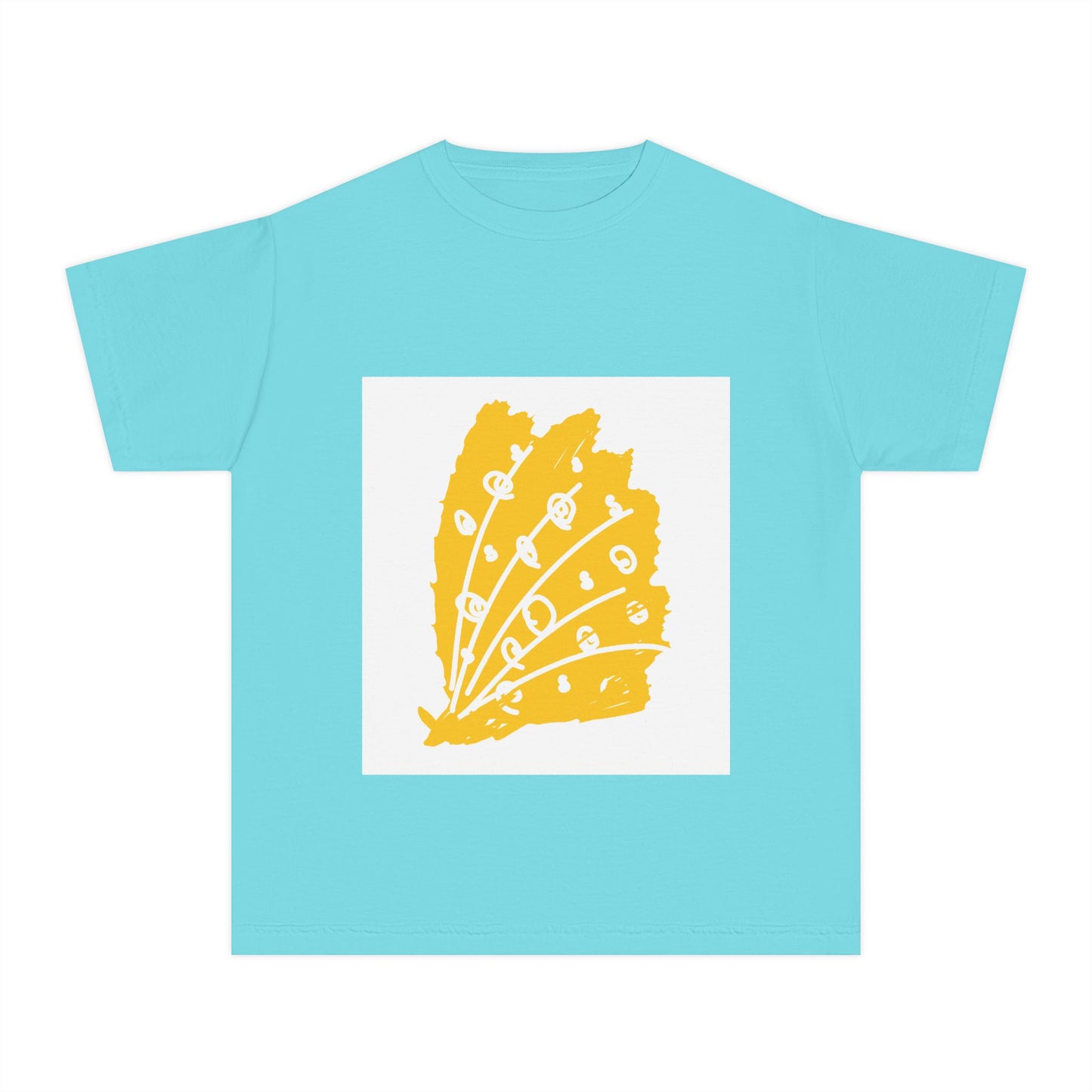 Sunny Leaf Youth Tee, Casual Summer T-Shirt, Nature Inspired Youth Shirt, Gifts for Kids, Eco-Friendly Apparel