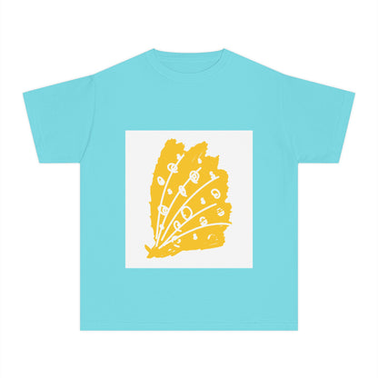 Sunny Leaf Youth Tee, Casual Summer T-Shirt, Nature Inspired Youth Shirt, Gifts for Kids, Eco-Friendly Apparel