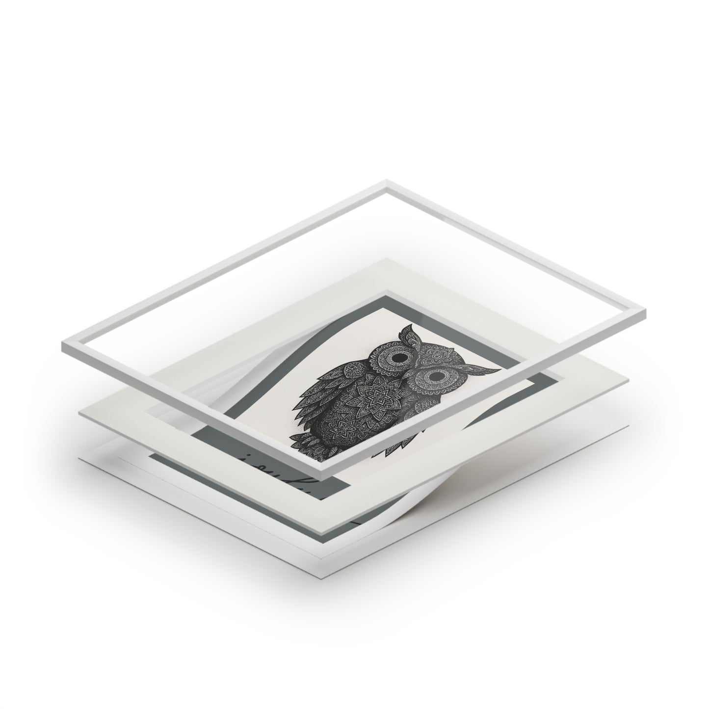 Joyful Owl Fine Art Print — Passepartout Frame