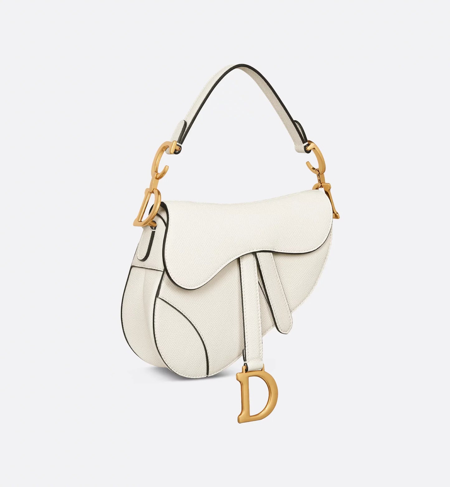 Mini Saddle Bag with Strap Latte Grained Calfskin