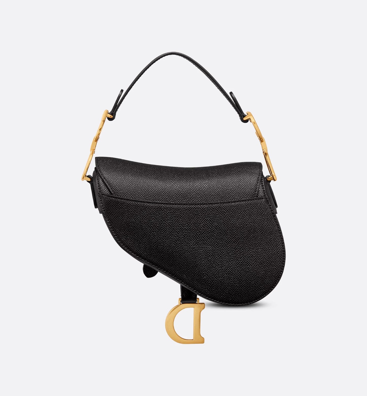Mini Saddle Bag with Strap Black Grained Calfskin