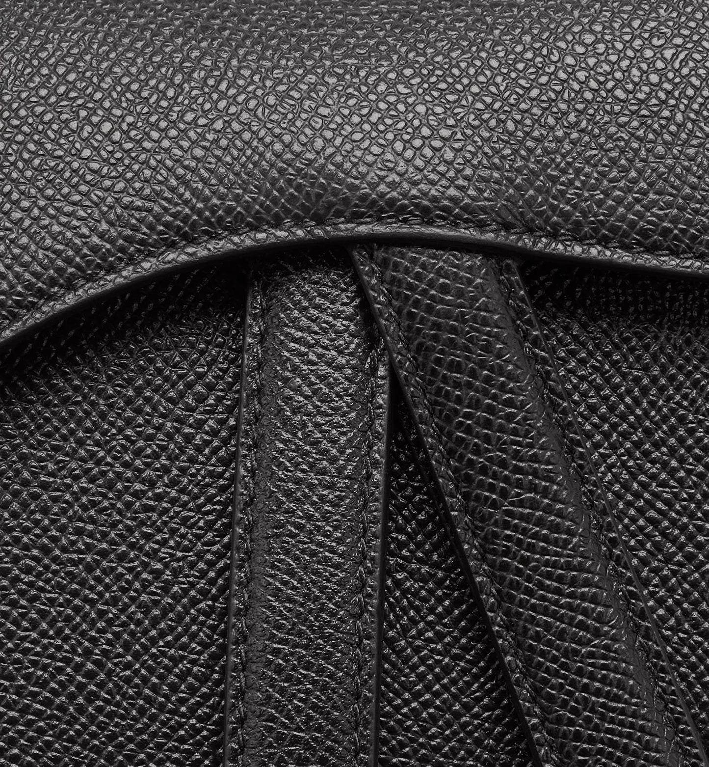 Mini Saddle Bag with Strap Black Grained Calfskin