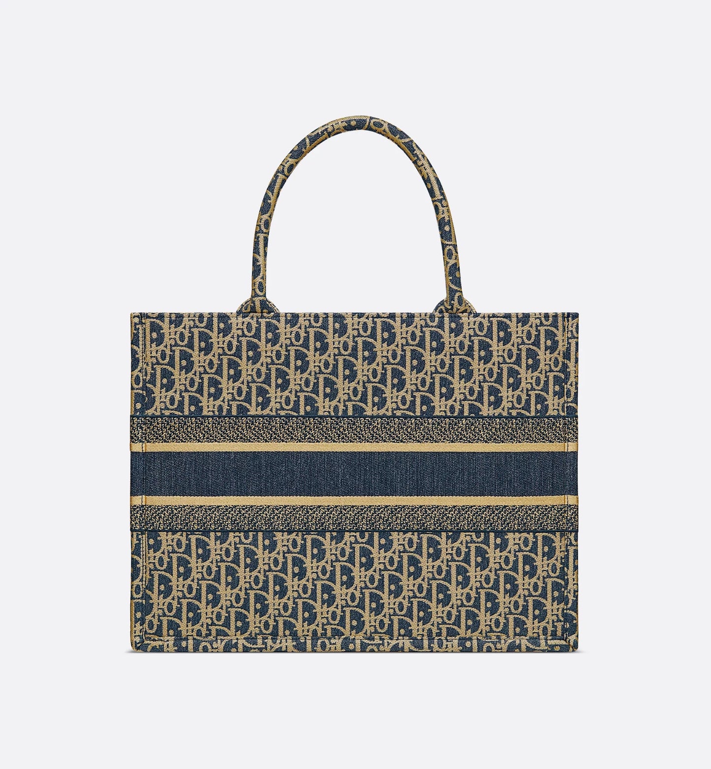 Medium Book Tote Blue Dior Oblique Chambray Embroidery